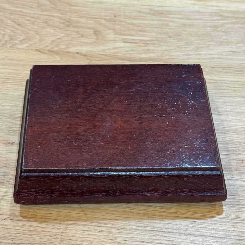 Dark Wood Display Base Beveled Rectangular Trophy Plinth Stand 5x4 Inch